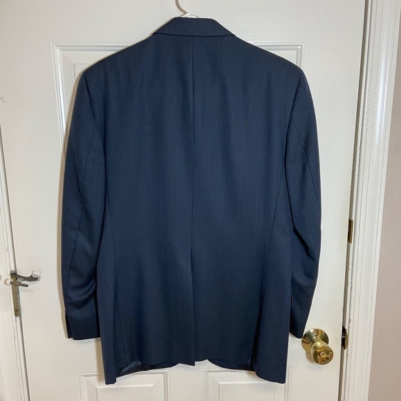 VTG Burberrys Mens Two Button Sport Jacket Navy Blue 100% Pure Wool Classic USA - Picture 2 of 15